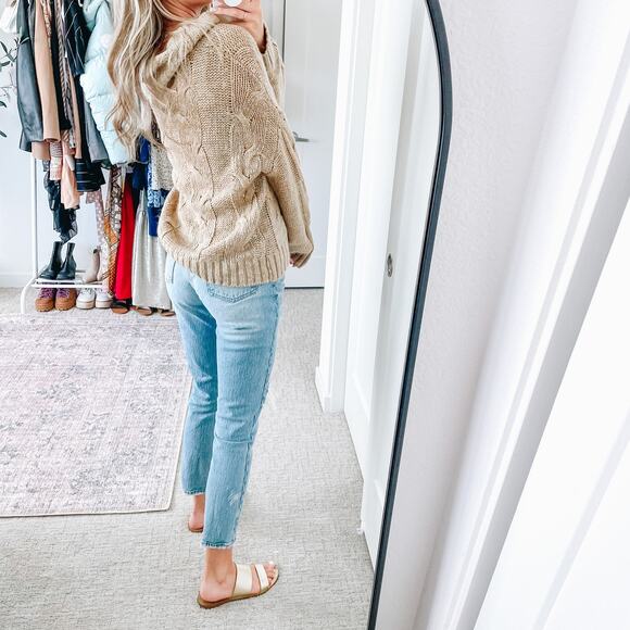 J.O.A Neutral Tan Mockneck Sweater - Picture 3 of 15